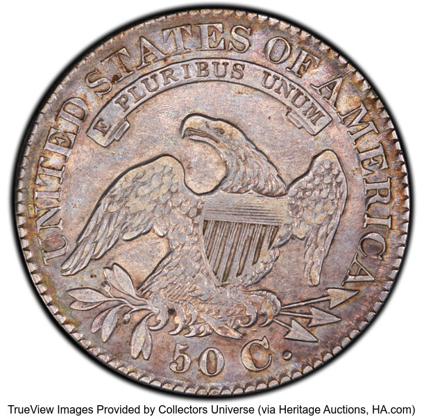 image for: 1828 50C Square Base 2, Small 8s, Large Letters, O-114, R.3, XF45 PCGS. PCGS Population: 7 in 45, 10 finer (10/25). CDN: $2...