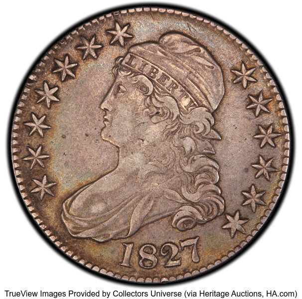 image for: 1827 50C Square Base 2, O-140a, R.5, XF40 PCGS. PCGS Population: 1 in 40, 5 finer (10/25). CDN: $208 Whsle. Bid for NGC/PCG...