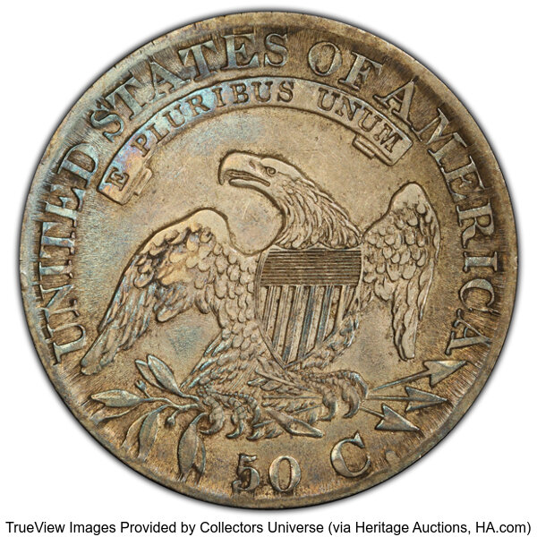 image for: 1827 50C Square Base 2, O-136, Low R.4, XF45 PCGS. PCGS Population: 2 in 45, 12 finer (10/25). CDN: $228 Whsle. Bid for NGC...