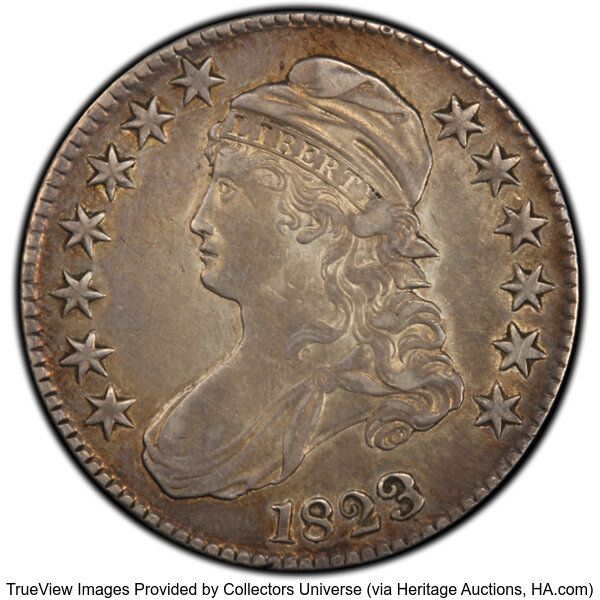 image for: 1823 50C O-108a, R.3, XF40 PCGS. PCGS Population: 6 in 40, 6 finer (10/25). CDN: $262.50 Whsle. Bid for NGC/PCGS XF40. Mint...