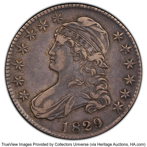 image for: 1829/7 50C O-102, R.2, VF35 PCGS. PCGS Population: 3 in 35, 25 finer (10/25). CDN: $260 Whsle. Bid for NGC/PCGS VF35....