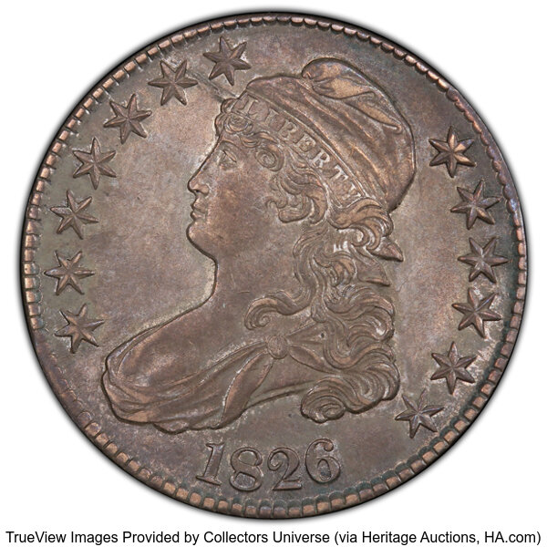 image for: 1826 50C O-112, R.4, AU58 PCGS. PCGS Population: 5 in 58, 2 finer (10/25). CDN: $720 Whsle. Bid for NGC/PCGS AU58....