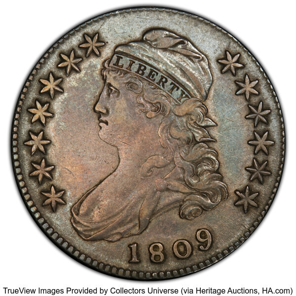 image for: 1809 50C Normal Edge, O-113a, R.5, XF40 PCGS. PCGS Population: 2 in 40, 2 finer (10/25). CDN: $552 Whsle. Bid for NGC/PCGS ...