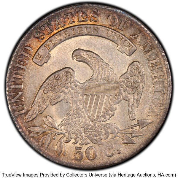 image for: 1833 50C O-103, R.2, AU55 PCGS. PCGS Population: 5 in 55, 4 finer (10/25). CDN: $400 Whsle. Bid for NGC/PCGS AU55. Mintage ...