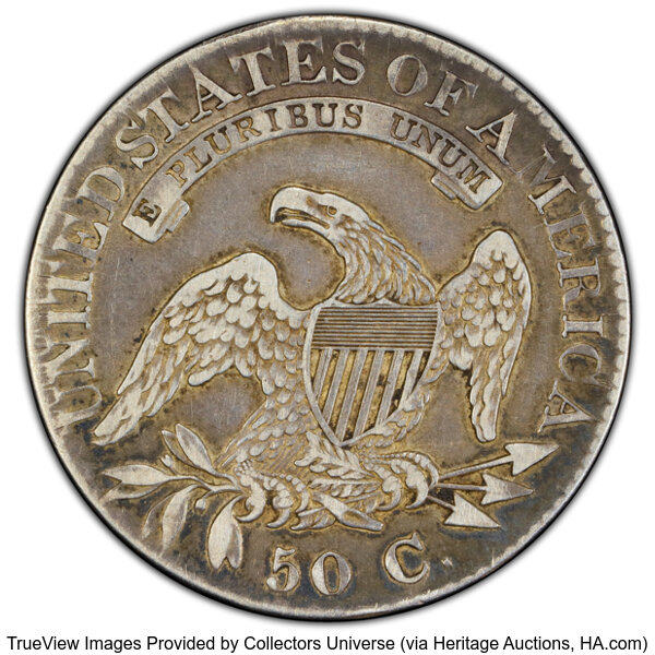 image for: 1826 50C O-110, R.2, VF35 PCGS. PCGS Population: 4 in 35, 37 finer (10/25). CDN: $130 Whsle. Bid for NGC/PCGS VF35. Mintage...