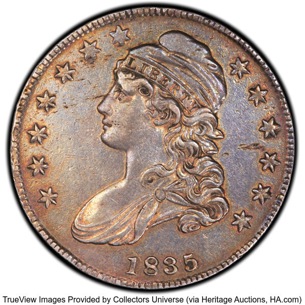 image for: 1835 50C O-104, Low R.4, XF45 PCGS. PCGS Population: 6 in 45, 10 finer (10/25). CDN: $228 Whsle. Bid for NGC/PCGS XF45. Min...