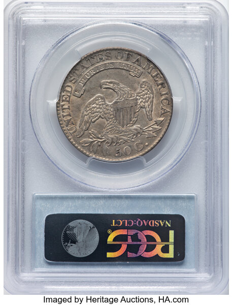 image for: 1827 50C Square Base 2, O-126, R.3, AU53 PCGS. PCGS Population: 3 in 53, 7 finer (10/25). CDN: $332.75 Whsle. Bid for NGC/P...