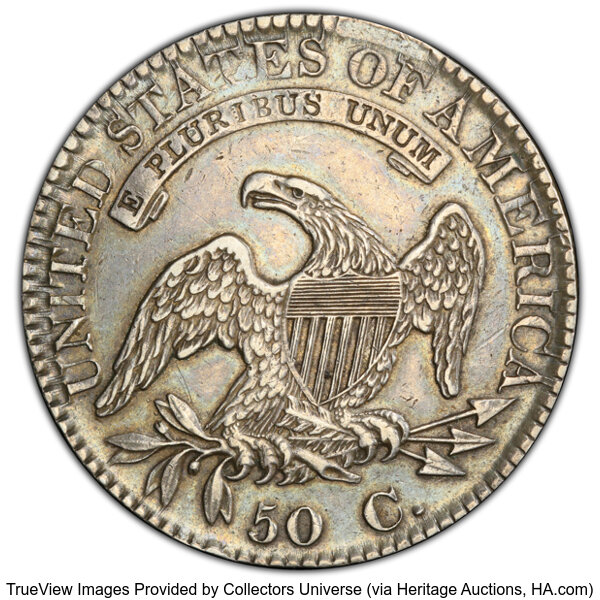 image for: 1824 50C O-114, Low R.5, AU50 PCGS. PCGS Population: 3 in 50, 3 finer (10/25). CDN: $1,200 Whsle. Bid for NGC/PCGS AU50. Mi...