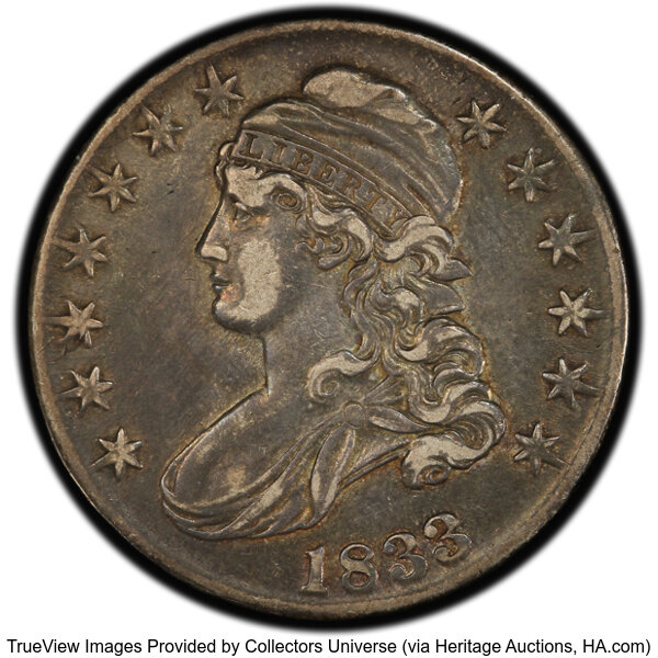 image for: 1833 50C O-114, R.2, XF45 PCGS. PCGS Population: 4 in 45, 18 finer (10/25). CDN: $190 Whsle. Bid for NGC/PCGS XF45....