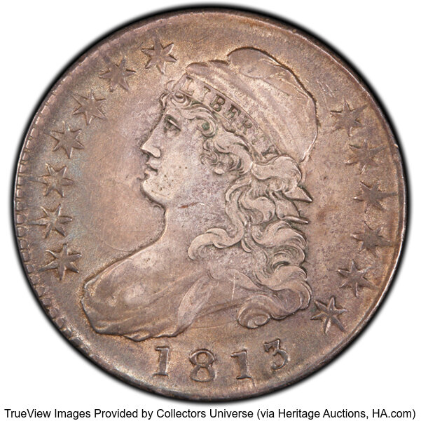 image for: 1813 50C O-104, R.4, XF40 PCGS. PCGS Population: 1 in 40, 11 finer (10/25). CDN: $484 Whsle. Bid for NGC/PCGS XF40. Mintage...