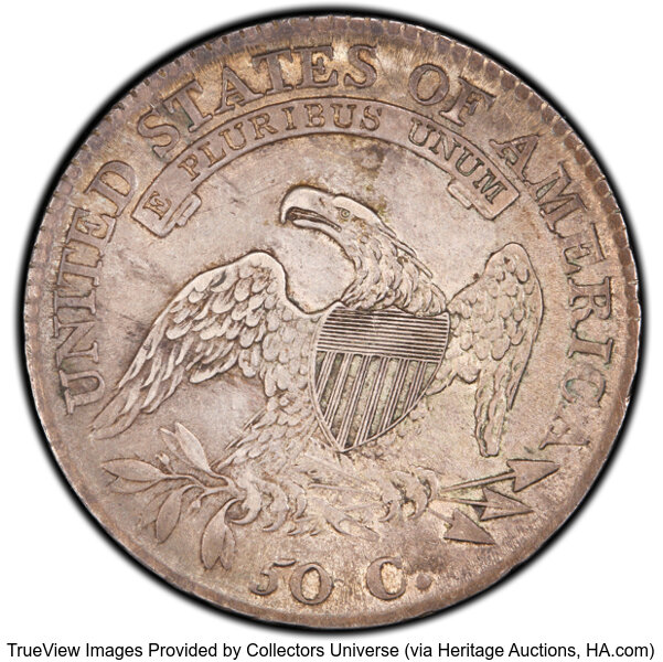 image for: 1813 50C O-104, R.4, XF40 PCGS. PCGS Population: 1 in 40, 11 finer (10/25). CDN: $484 Whsle. Bid for NGC/PCGS XF40. Mintage...