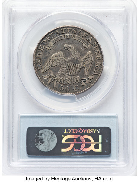 image for: 1827 50C Square Base 2, O-108, High R.4, VF30 PCGS. PCGS Population: 2 in 30, 7 finer (10/25). CDN: $144 Whsle. Bid for NGC...