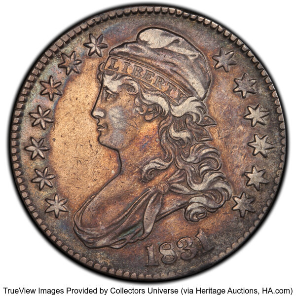 image for: 1831 50C O-114, R.3, XF40 PCGS. PCGS Population: 4 in 40, 17 finer (10/25). CDN: $176 Whsle. Bid for NGC/PCGS XF40. Mintage...