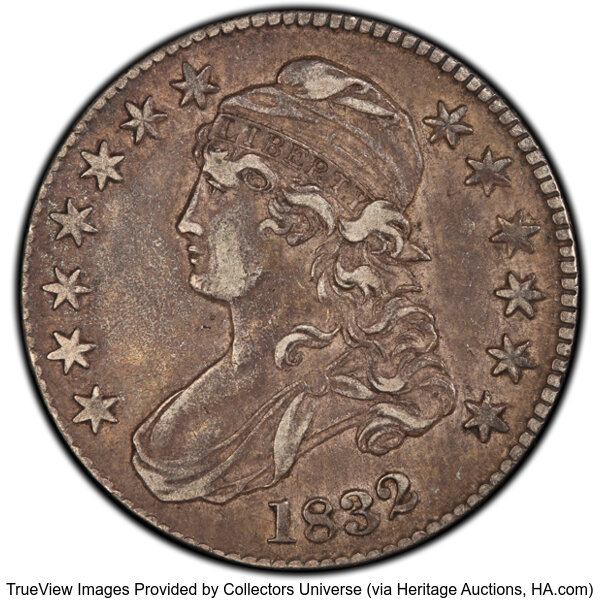 image for: 1832 50C Small Letters, O-107, R.2, XF40 PCGS. PCGS Population: 2 in 40, 14 finer (10/25). CDN: $160 Whsle. Bid for NGC/PCG...