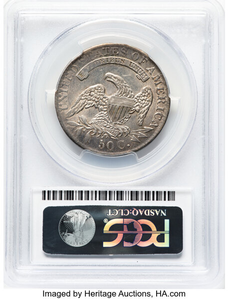 image for: 1832 50C Small Letters, O-115, R.1, AU50 PCGS. PCGS Population: 2 in 50, 23 finer (10/25). CDN: $255 Whsle. Bid for NGC/PCG...