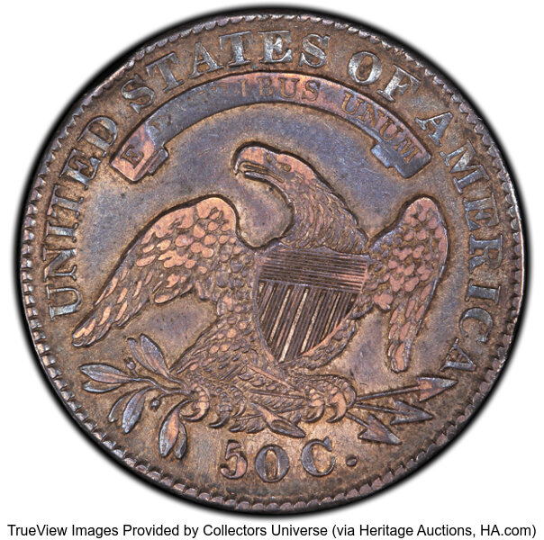 image for: 1832 50C Small Letters, O-114, R.4, XF45 PCGS. PCGS Population: 4 in 45, 8 finer (10/25). CDN: $228 Whsle. Bid for NGC/PCGS...