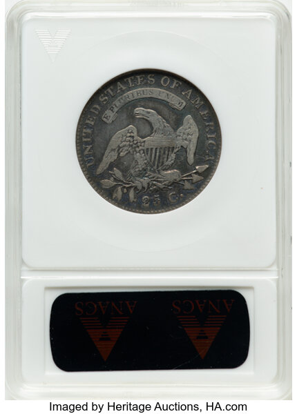 image for: 1820 25C Large 0, B-2, R.2, Fine 15 ANACS. Housed in a small-sized holder. Mintage 127,444....