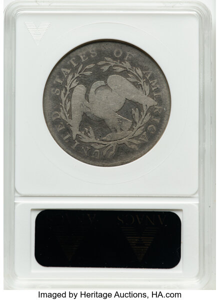 image for: 1795 50C 2 Leaves, O-112, T-20, R.4 -- Countermarked -- ANACS Details. VG Details, Net Good 4. Incused rectangular SH count...