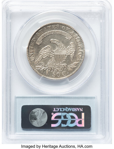 image for: 1829 50C Small Letters, O-103, R.2, AU50 PCGS.  CDN: $255 Whsle. Bid for NGC/PCGS AU50. Mintage 3,712,156....