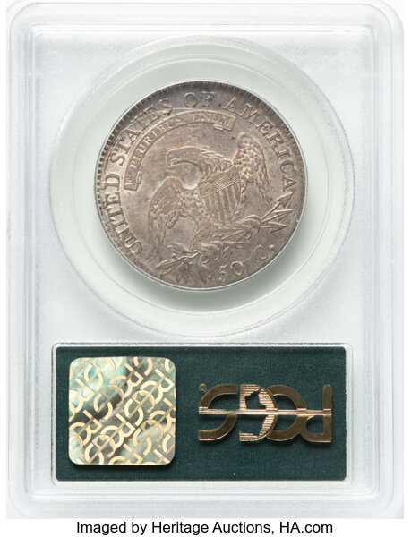 image for: 1811 50C Small 8, O-105a, R.2, AU50 PCGS. Housed in a Generation 3.0 green label holder. CDN: $750 Whsle. Bid for NGC/PCGS ...