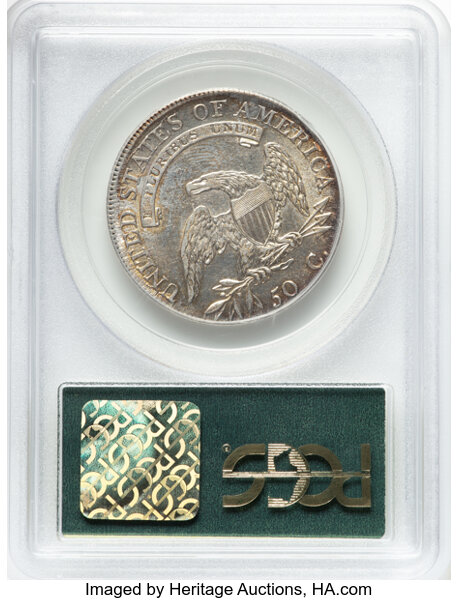 image for: 1808/7 50C O-101, R.1, VF35 PCGS. Housed in a Generation 3.0 green label holder. CDN: $440 Whsle. Bid for NGC/PCGS VF35....