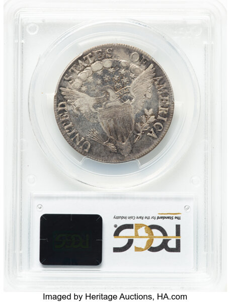 image for: 1807 50C Draped Bust, O-110a, R.2, VF25 PCGS.  CDN: $690 Whsle. Bid for NGC/PCGS VF25. Mintage 301,076....