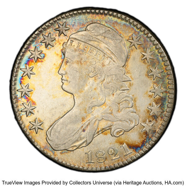 image for: 1821 50C O-104a, R.1, XF45 PCGS.  CDN: $340 Whsle. Bid for NGC/PCGS XF45. Mintage 1,305,797....