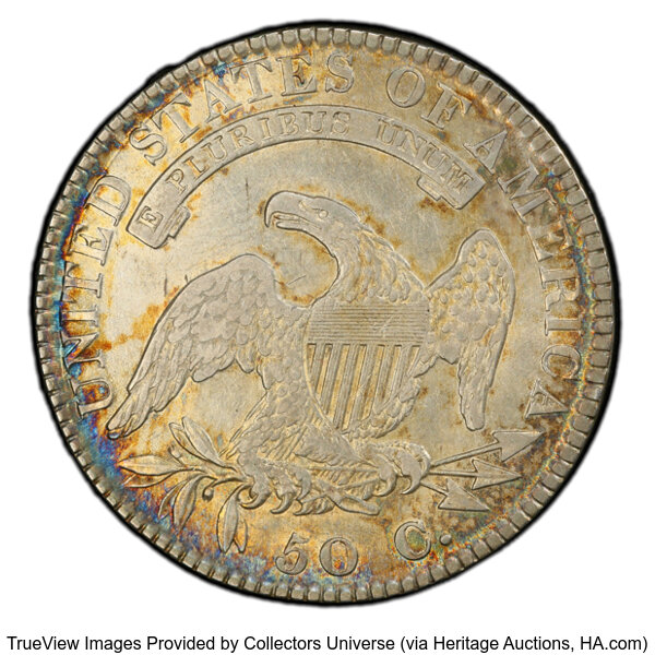 image for: 1821 50C O-104a, R.1, XF45 PCGS.  CDN: $340 Whsle. Bid for NGC/PCGS XF45. Mintage 1,305,797....