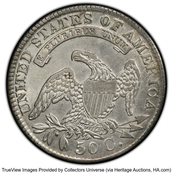 image for: 1829 50C Small Letters, O-105, R.1, AU50 PCGS.  CDN: $255 Whsle. Bid for NGC/PCGS AU50. Mintage 3,712,156....