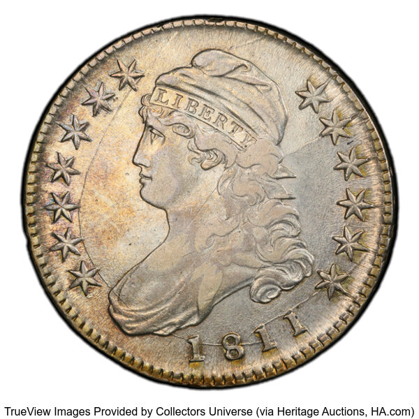 image for: 1811 50C Small 8, O-112, Low R.4, XF45 PCGS.  CDN: $460 Whsle. Bid for NGC/PCGS XF45....