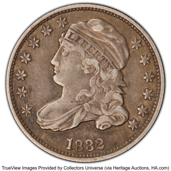 image for: 1832 10C JR-1, R.2, VF35 PCGS. PCGS Population: 1 in 35, 5 finer (11/25). CDN: $170 Whsle. Bid for NGC/PCGS VF35. Mintage 5...