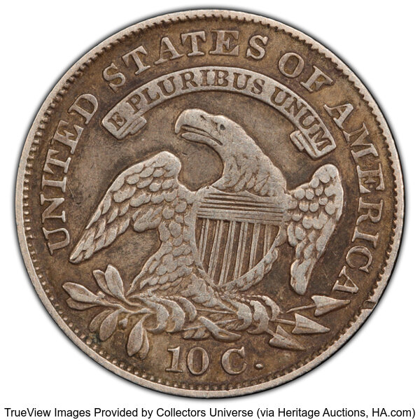 image for: 1832 10C JR-1, R.2, VF35 PCGS. PCGS Population: 1 in 35, 5 finer (11/25). CDN: $170 Whsle. Bid for NGC/PCGS VF35. Mintage 5...