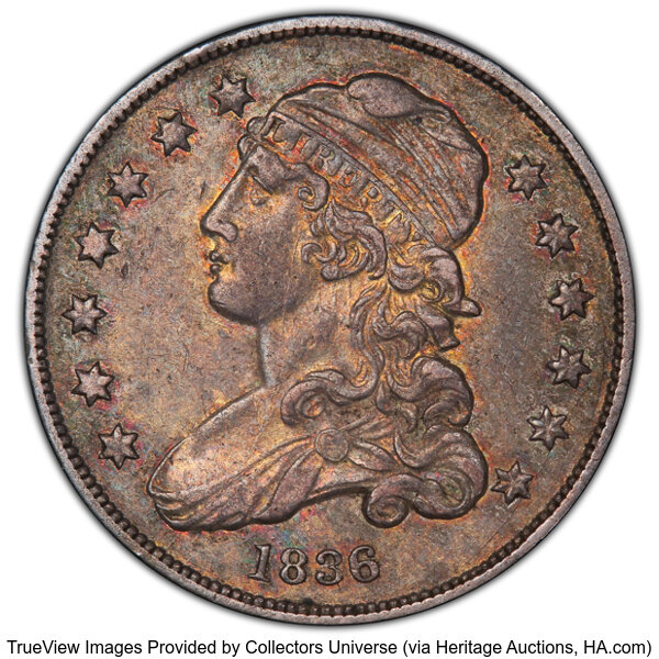 image for: 1836 25C B-2, R.2, XF45 PCGS. PCGS Population: 55 in 45 (1 in 45+), 90 finer (11/25). CDN: $430 Whsle. Bid for NGC/PCGS XF4...