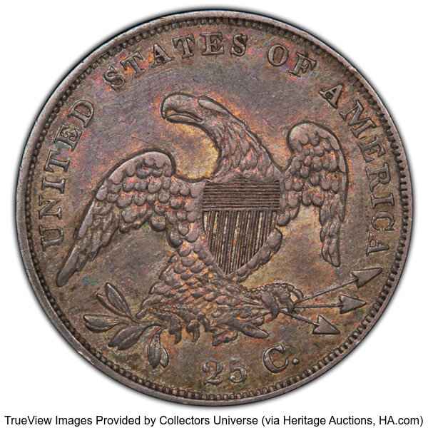 image for: 1836 25C B-2, R.2, XF45 PCGS. PCGS Population: 55 in 45 (1 in 45+), 90 finer (11/25). CDN: $430 Whsle. Bid for NGC/PCGS XF4...