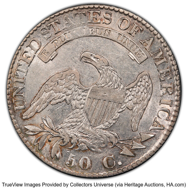 image for: 1824 50C O-108, R.3, AU50 PCGS.  CDN: $255 Whsle. Bid for NGC/PCGS AU50. Mintage 3,504,954....