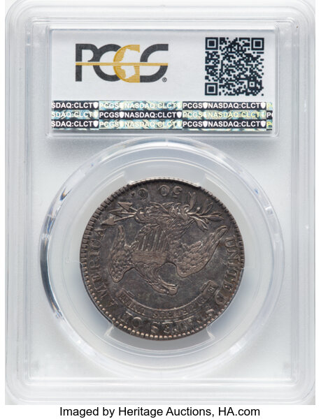 image for: 1820 50C Square 2, Large Date, No Knob, O-106, R.2, VF35 PCGS. CDN: $340 Whsle. Bid for NGC/PCGS VF35....