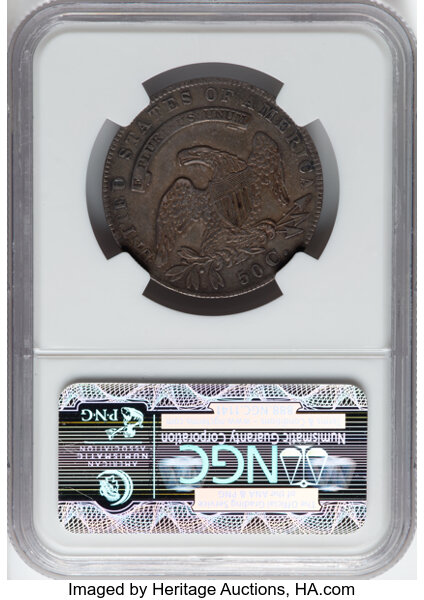 image for: 1835 50C O-110, R.3, AU53 NGC. CDN: $275 Whsle. Bid for NGC/PCGS AU53. Mintage 5,352,006....