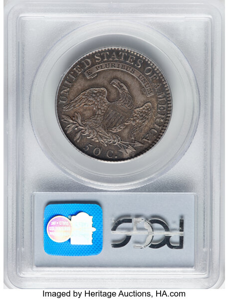 image for: 1819/8 50C Large 9, O-102, R.1, AU50 PCGS. CAC. PCGS Population: 30 in 50, 150 finer. CAC: 5 in 50, 38 finer (11/25). CDN: ...