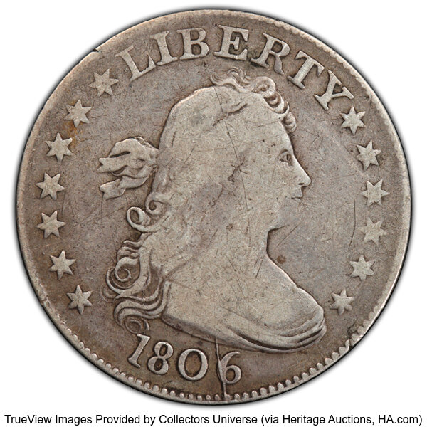 image for: 1806 25C B-4, R.4, Fine 12 PCGS. PCGS Population: 2 in 12, 4 finer (11/25). CDN: $957 Whsle. Bid for NGC/PCGS Fine 12. Mint...