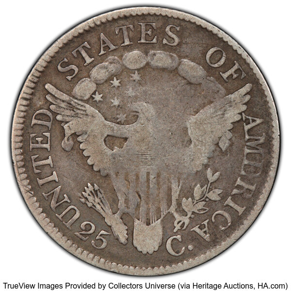 image for: 1806 25C B-4, R.4, Fine 12 PCGS. PCGS Population: 2 in 12, 4 finer (11/25). CDN: $957 Whsle. Bid for NGC/PCGS Fine 12. Mint...