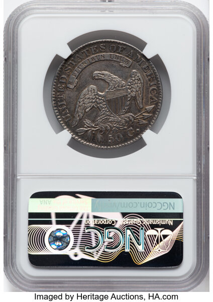 image for: 1832 50C Small Letters, O-103, R.1, AU53 NGC. CDN: $275 Whsle. Bid for NGC/PCGS AU53. Mintage 4,797,000....