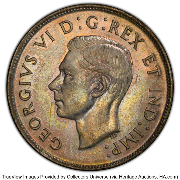 image for: Canada: George VI "Wide Date - Curved 7" 50 Cents 1947 MS65 PCGS,...