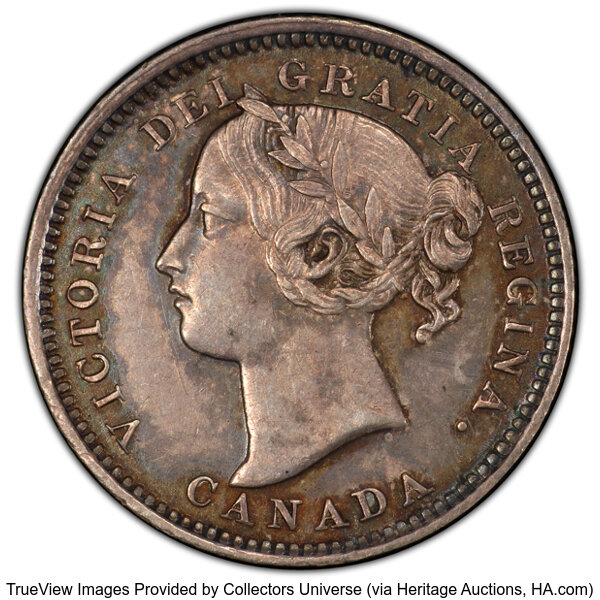 image for: Canada: Victoria "Round Top 3" 10 Cents 1893 AU55 PCGS,...