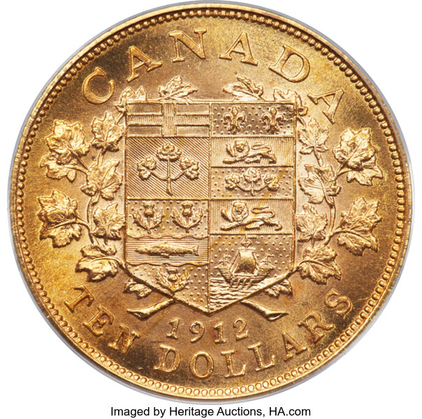 image for: Canada: George V gold 10 Dollars 1912 MS65 PCGS,...