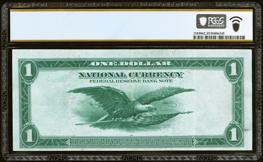 image for: Fr. 746 $1 1918 Federal Reserve Bank Note PCGS Banknote Choice VF 35....