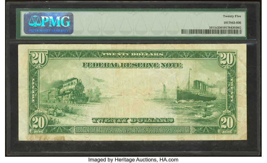 image for: Fr. 1011c $20 1914 Federal Reserve Note PMG Very Fine 25....