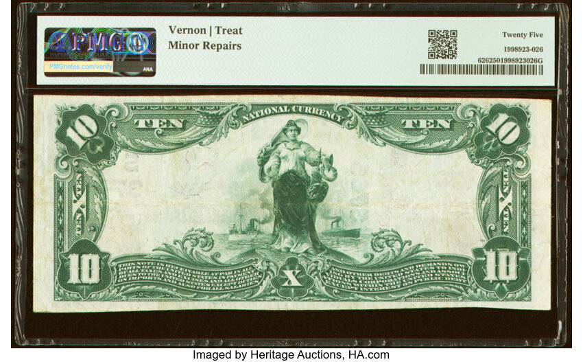 image for: Greenville, MS - $10 1902 Plain Back Fr. 626 The First National Bank Ch. # (S)3765 PMG Very Fine 25....