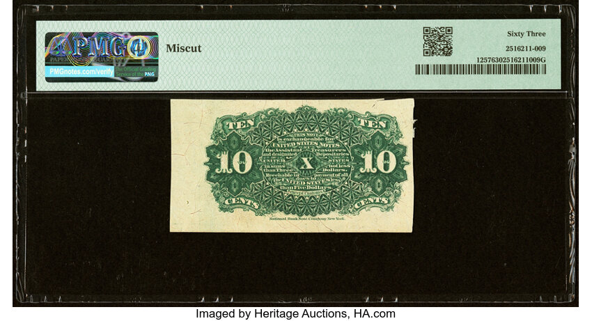 image for: Fr. 1257 10¢ Fourth Issue PMG Choice Uncirculated 63....