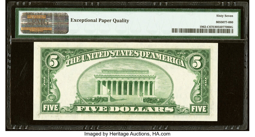 image for: Fr. 1962-C $5 1950A Federal Reserve Note. PMG Superb Gem Unc 67 EPQ....