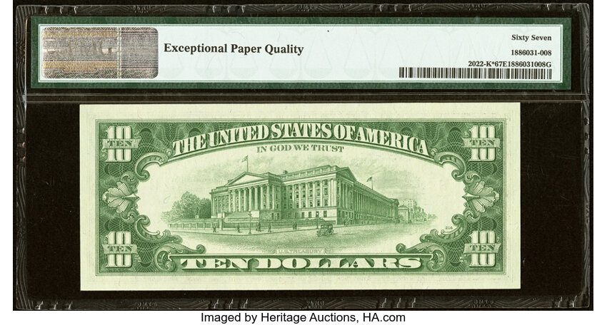image for: Fr. 2022-K* $10 1974 Federal Reserve Note. PMG Superb Gem Unc 67 EPQ....